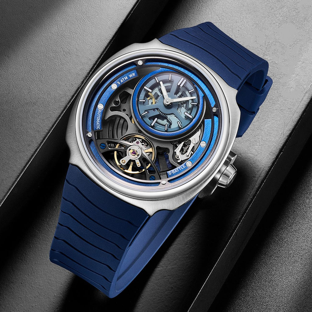 MEGIR Fashion Skeleton Men's Mechanical Watches 3ATM Waterproof Luminous Silicone Automatic Movement Sport Wrist Watch Reloj Hombre 2259-5