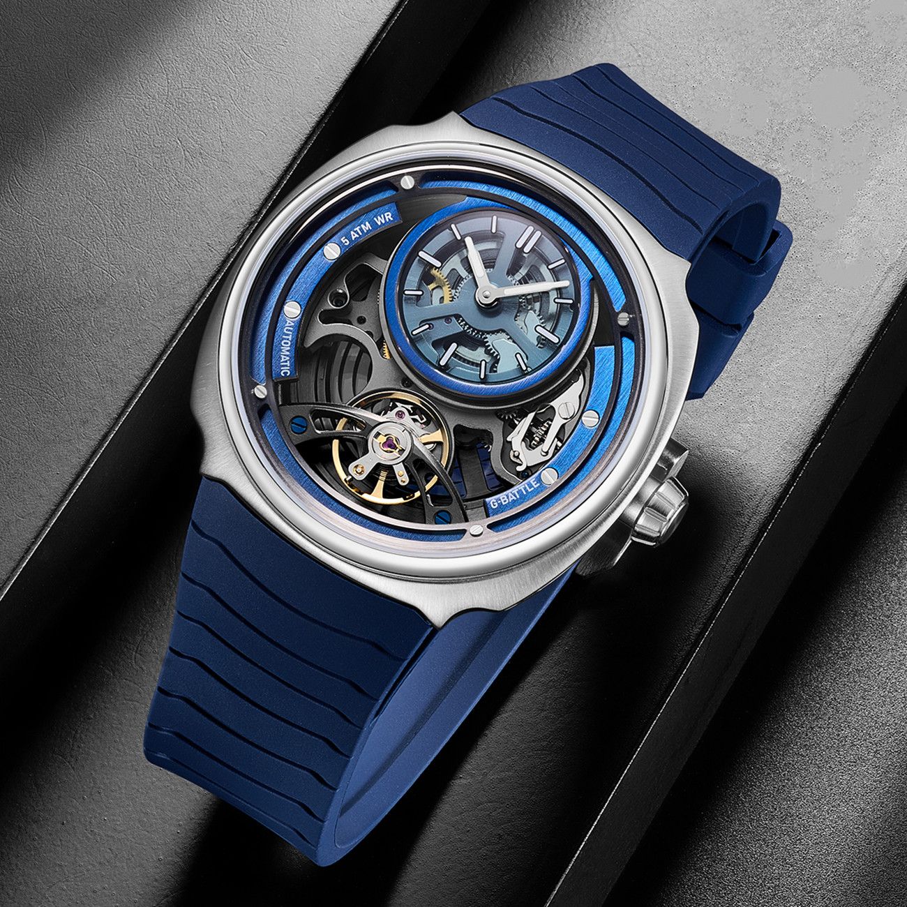 MEGIR Fashion Skeleton Men's Mechanical Watches 3ATM Waterproof Luminous Silicone Automatic Movement Sport Wrist Watch Reloj Hombre 2259-5