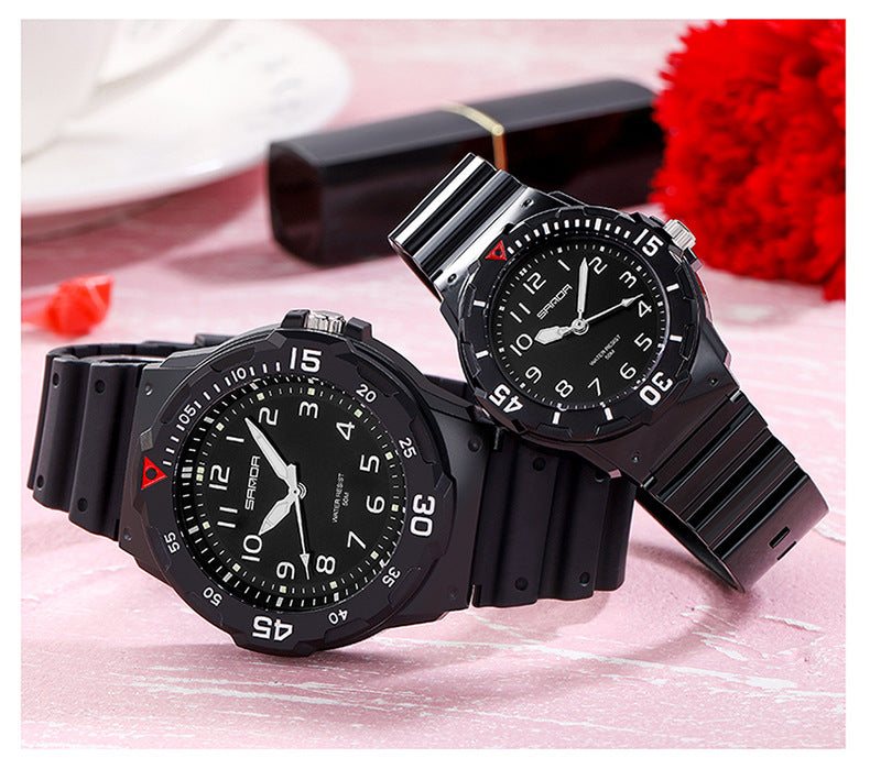 Sanda Watch Fashion All-match Small Fresh Men's and Women's Couple Watch Middle School Students' Simple Waterproof Luminous Quartz Watch