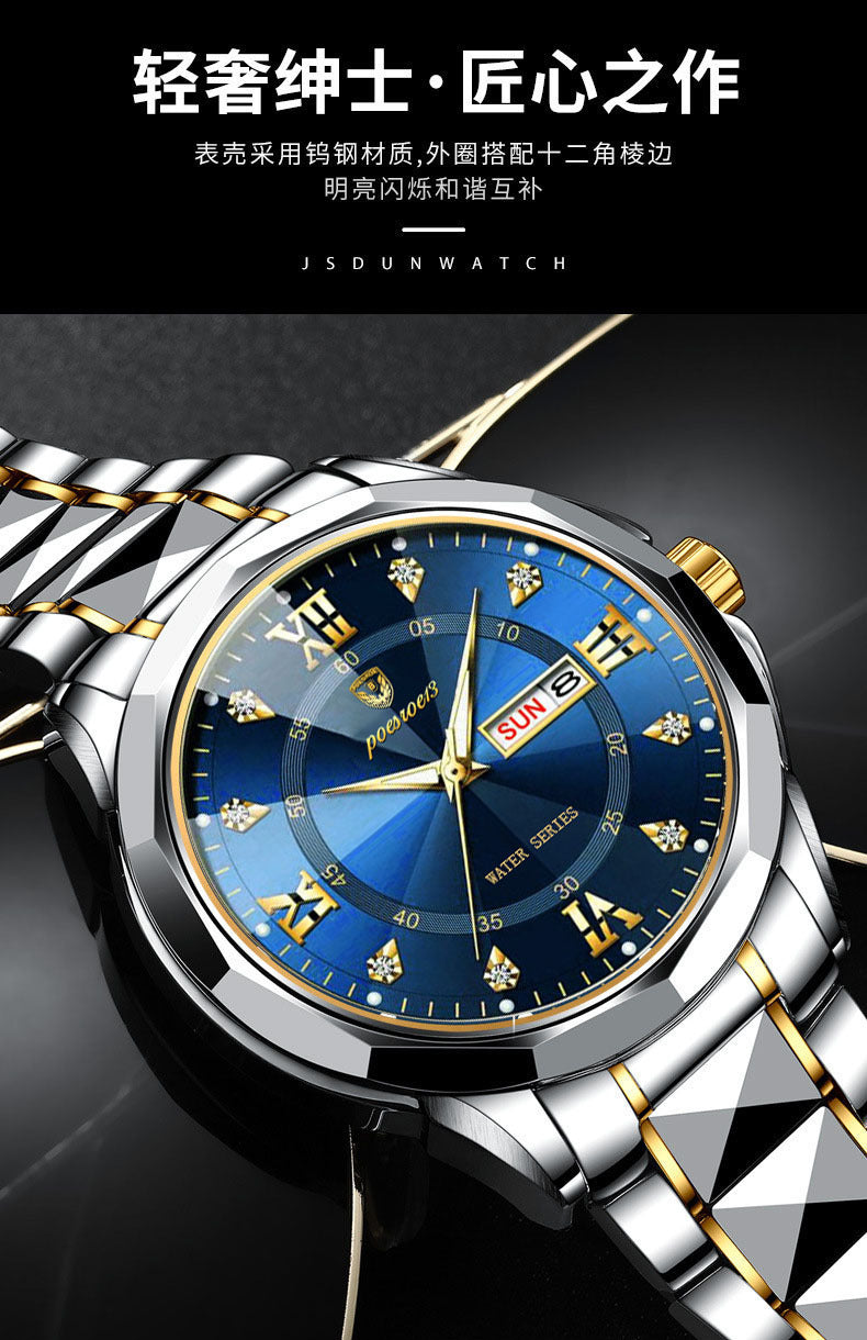 FOURRON brand imitation mechanical hollow-out transparent men's watch butterfly buckle steel belt luminous waterproof calendar Diamond