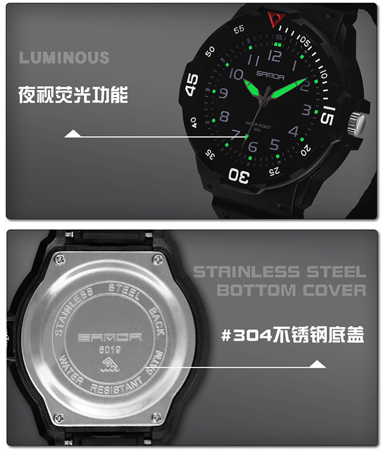 Sanda Watch Fashion All-match Small Fresh Men's and Women's Couple Watch Middle School Students' Simple Waterproof Luminous Quartz Watch