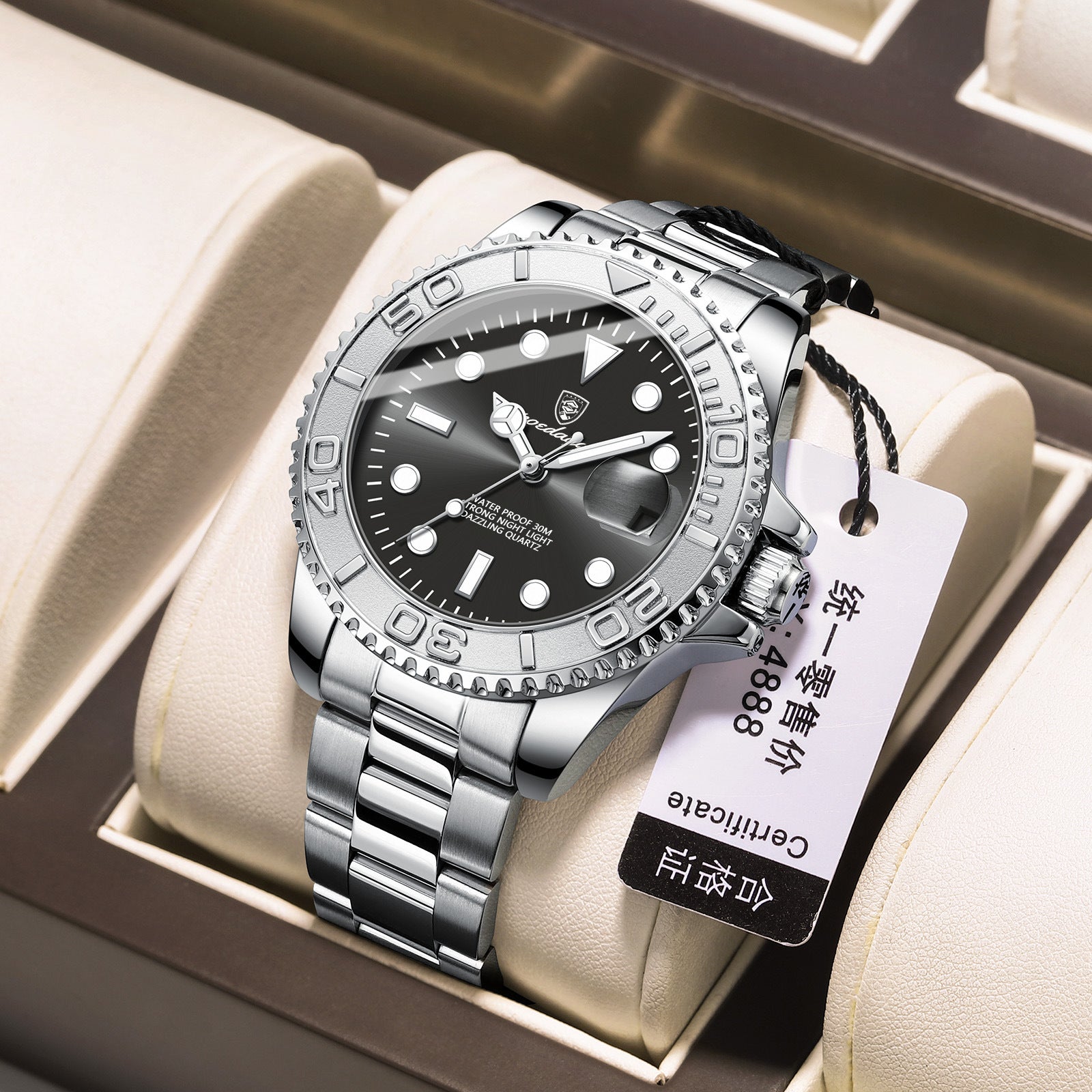 Swiss brand new waterproof luminous men's watch fashion quartz watch live foreign trade explosions a generation of hair