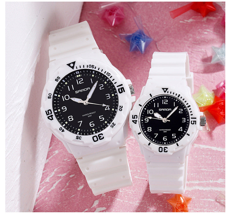 Sanda Watch Fashion All-match Small Fresh Men's and Women's Couple Watch Middle School Students' Simple Waterproof Luminous Quartz Watch