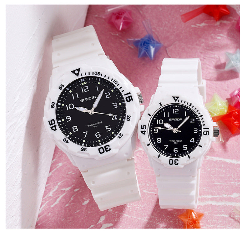 Sanda Watch Fashion All-match Small Fresh Men's and Women's Couple Watch Middle School Students' Simple Waterproof Luminous Quartz Watch