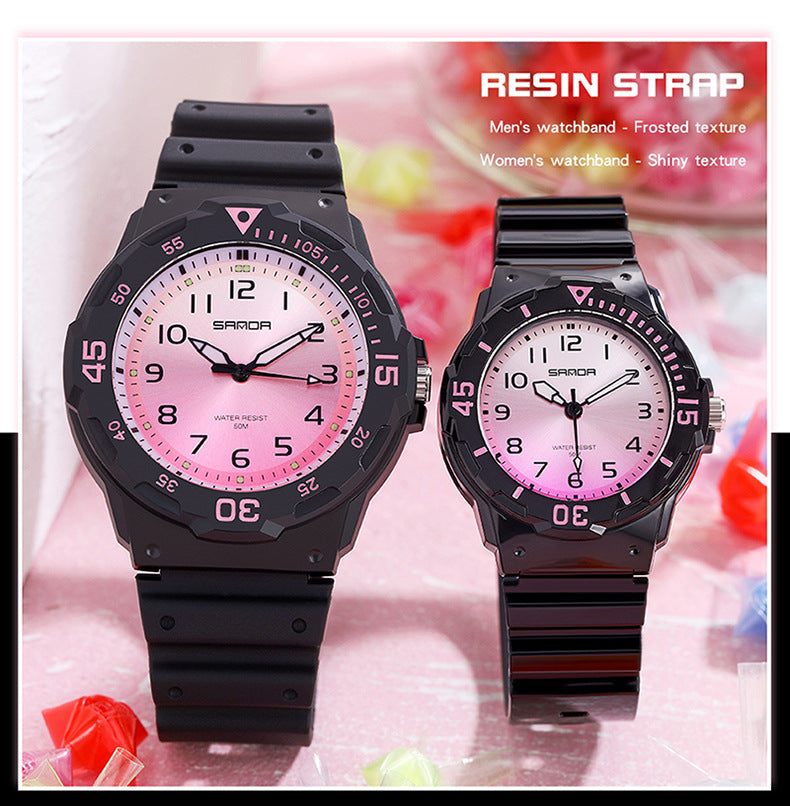 Sanda Watch Fashion All-match Small Fresh Men's and Women's Couple Watch Middle School Students' Simple Waterproof Luminous Quartz Watch