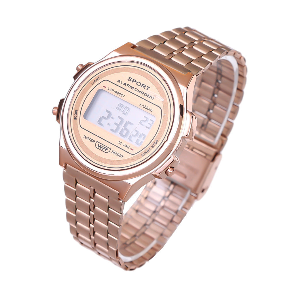 Explosive ultra-thin LED electronic watch WR F92W steel band A159 new round fashion watch multi-function electronic watch