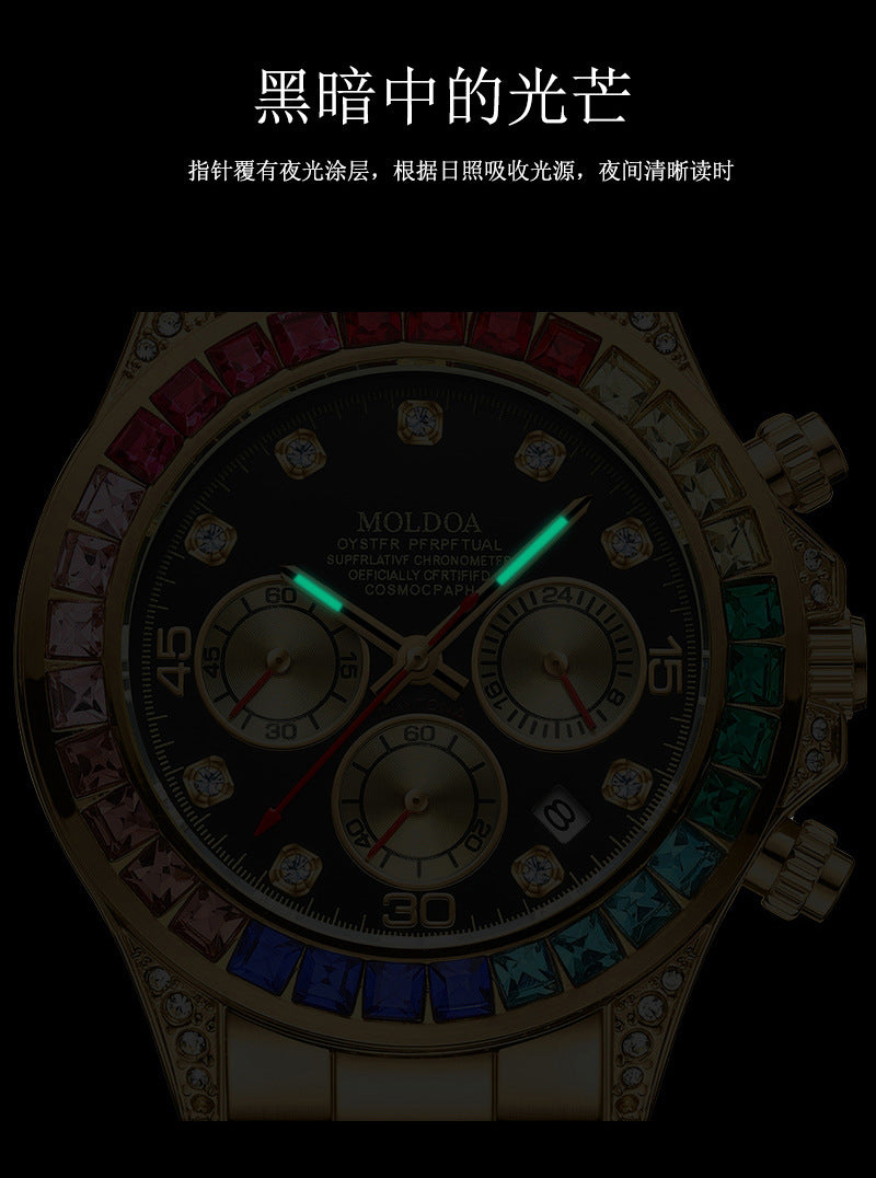 New Product Rainbow Di Same Style Watch Men's Three-Eye Six-Pin Multi-Functional Business Quartz Watch Men's Watch Dropshipping