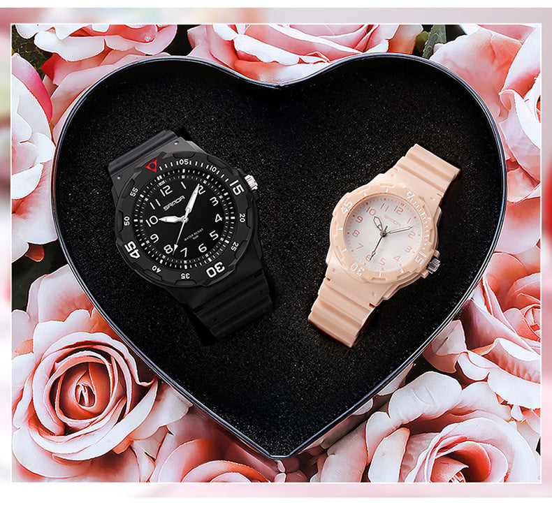 Sanda Watch Fashion All-match Small Fresh Men's and Women's Couple Watch Middle School Students' Simple Waterproof Luminous Quartz Watch