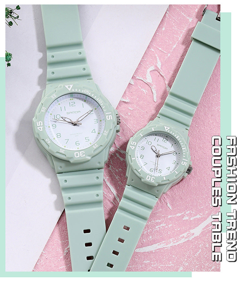 Sanda Watch Fashion All-match Small Fresh Men's and Women's Couple Watch Middle School Students' Simple Waterproof Luminous Quartz Watch
