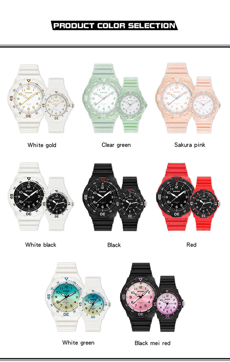Sanda Watch Fashion All-match Small Fresh Men's and Women's Couple Watch Middle School Students' Simple Waterproof Luminous Quartz Watch