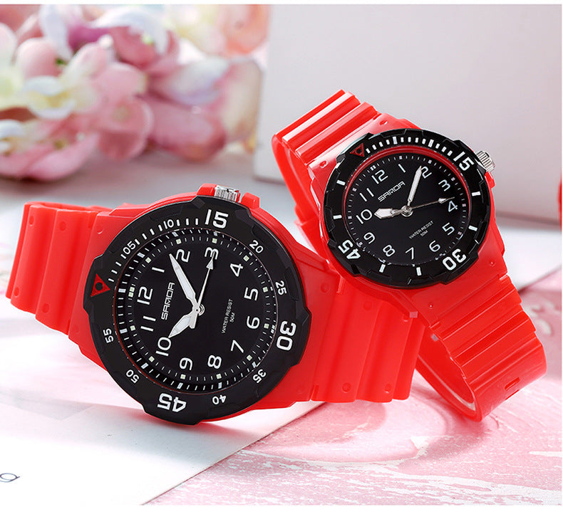 Sanda Watch Fashion All-match Small Fresh Men's and Women's Couple Watch Middle School Students' Simple Waterproof Luminous Quartz Watch