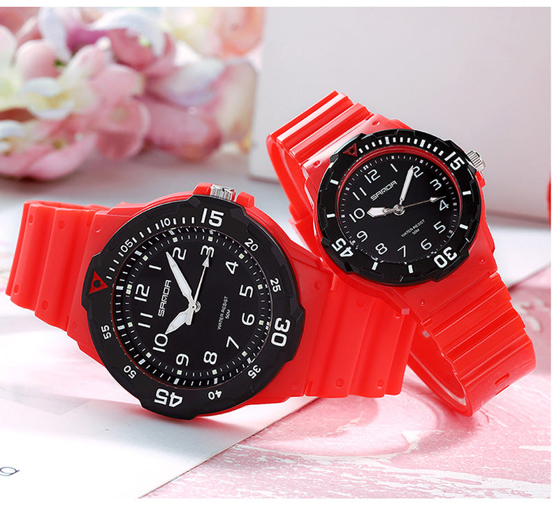 Sanda Watch Fashion All-match Small Fresh Men's and Women's Couple Watch Middle School Students' Simple Waterproof Luminous Quartz Watch