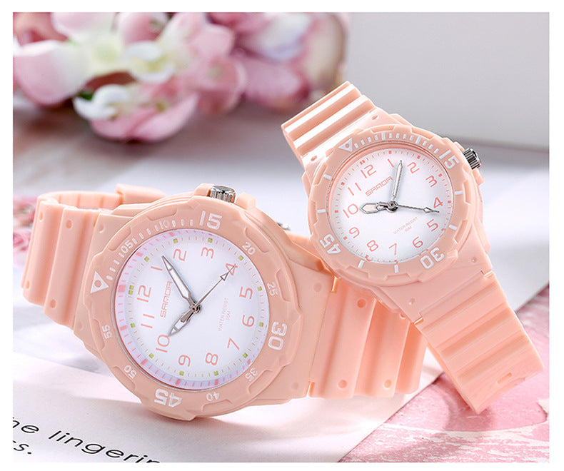Sanda Watch Fashion All-match Small Fresh Men's and Women's Couple Watch Middle School Students' Simple Waterproof Luminous Quartz Watch