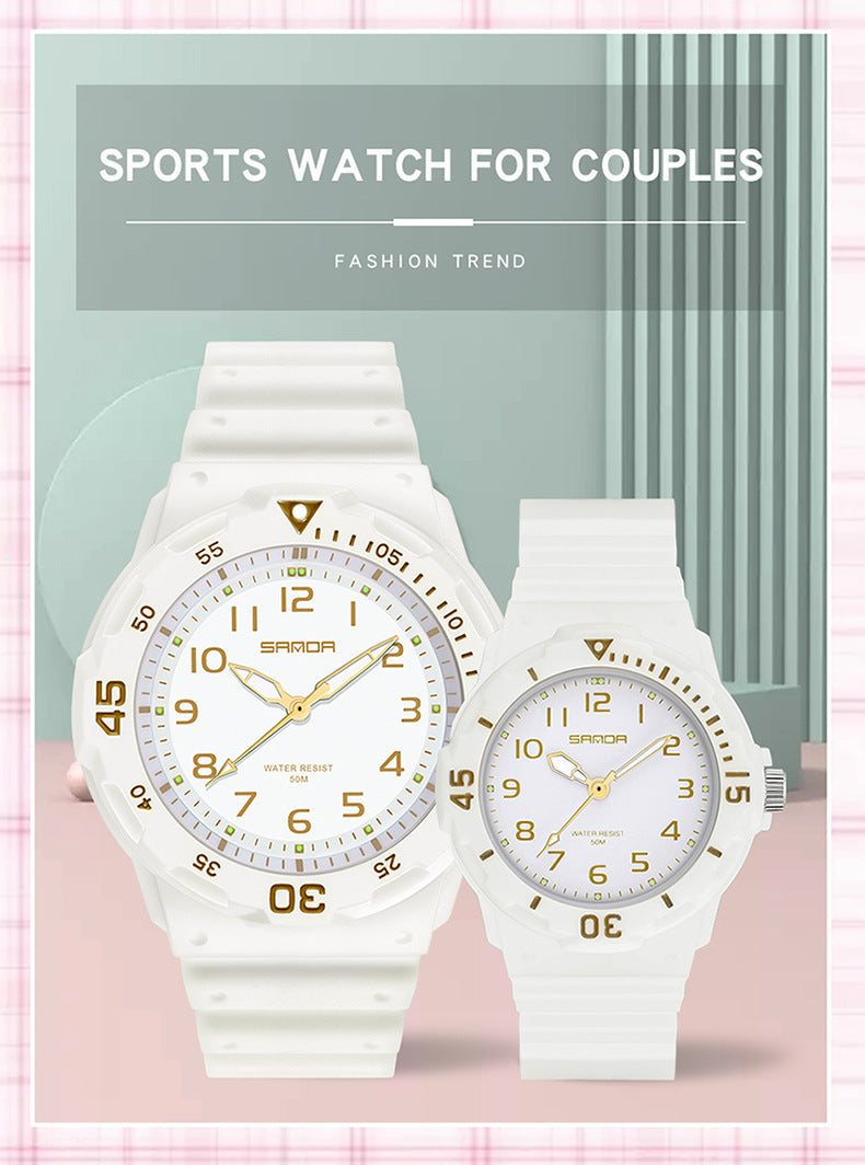 Sanda Watch Fashion All-match Small Fresh Men's and Women's Couple Watch Middle School Students' Simple Waterproof Luminous Quartz Watch