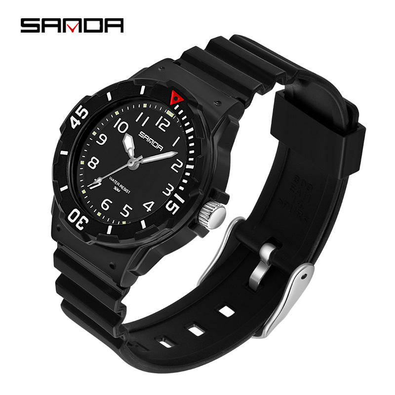 Sanda Watch Fashion All-match Small Fresh Men's and Women's Couple Watch Middle School Students' Simple Waterproof Luminous Quartz Watch