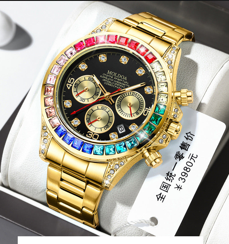 New Product Rainbow Di Same Style Watch Men's Three-Eye Six-Pin Multi-Functional Business Quartz Watch Men's Watch Dropshipping