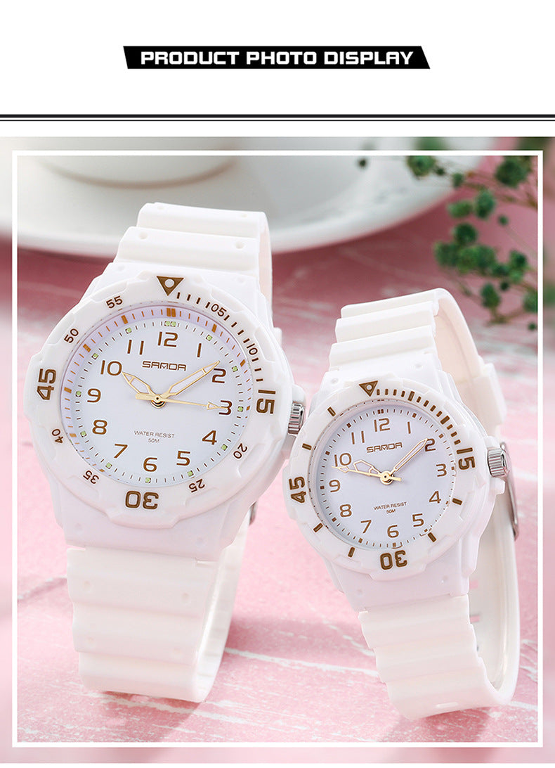 Sanda Watch Fashion All-match Small Fresh Men's and Women's Couple Watch Middle School Students' Simple Waterproof Luminous Quartz Watch
