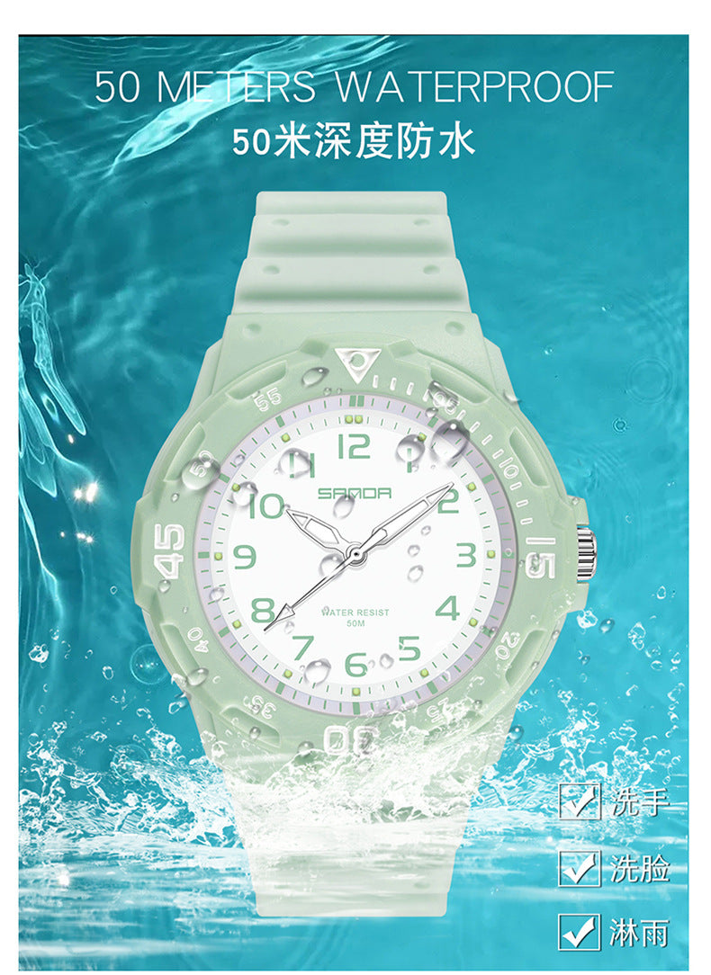 Sanda Watch Fashion All-match Small Fresh Men's and Women's Couple Watch Middle School Students' Simple Waterproof Luminous Quartz Watch