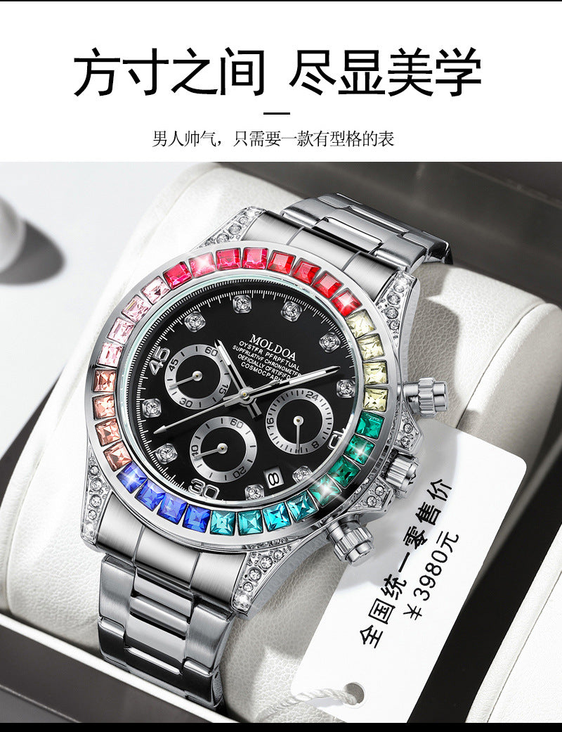 New Product Rainbow Di Same Style Watch Men's Three-Eye Six-Pin Multi-Functional Business Quartz Watch Men's Watch Dropshipping