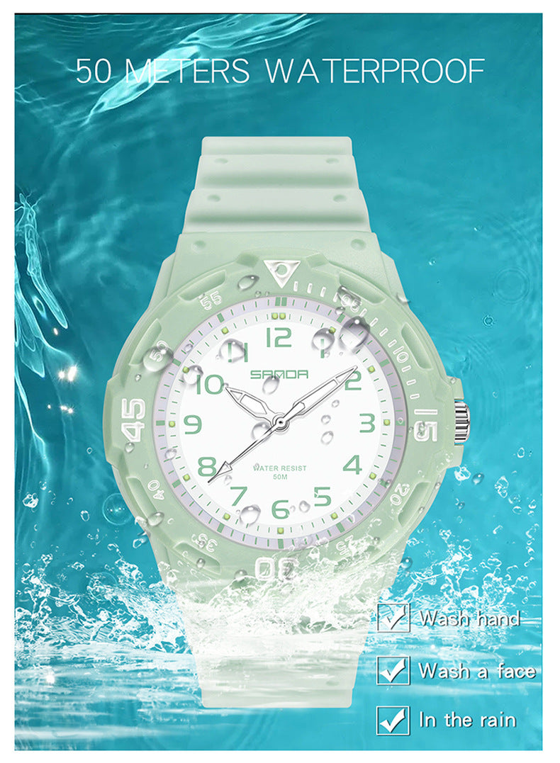 Sanda Watch Fashion All-match Small Fresh Men's and Women's Couple Watch Middle School Students' Simple Waterproof Luminous Quartz Watch