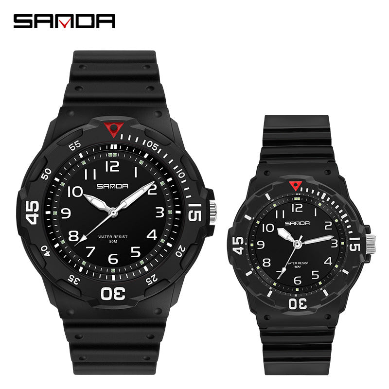 Sanda Watch Fashion All-match Small Fresh Men's and Women's Couple Watch Middle School Students' Simple Waterproof Luminous Quartz Watch