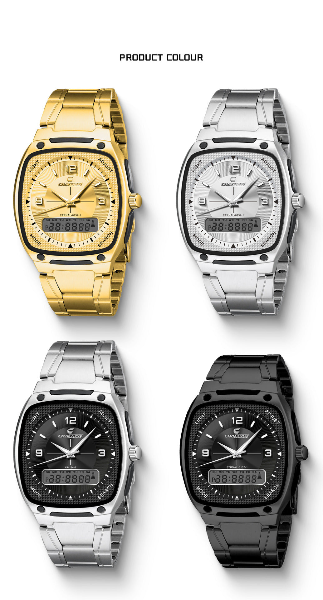 CHAXIGO fashion men's watch luminous waterproof alloy men's square electronic watch a generation of hair