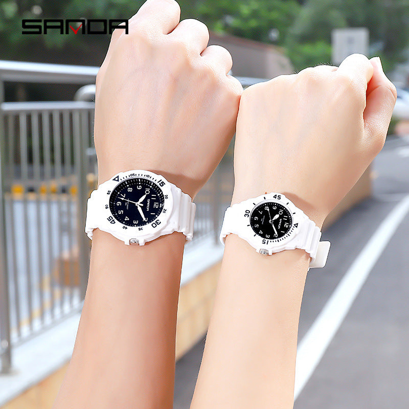 Sanda Watch Fashion All-match Small Fresh Men's and Women's Couple Watch Middle School Students' Simple Waterproof Luminous Quartz Watch