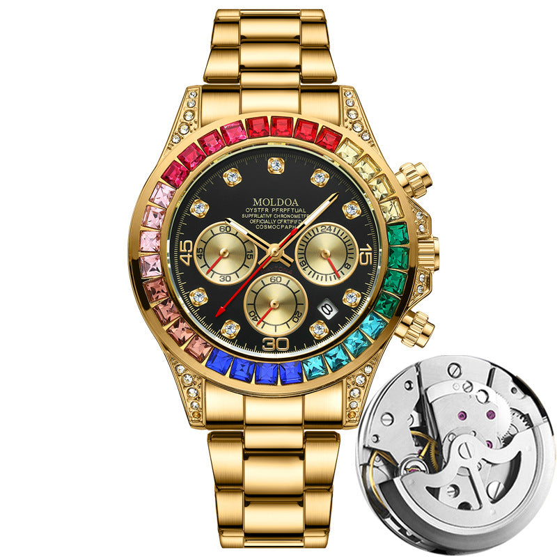 New Product Rainbow Di Same Style Watch Men's Three-Eye Six-Pin Multi-Functional Business Quartz Watch Men's Watch Dropshipping