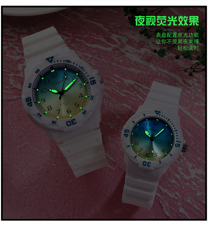 Sanda Watch Fashion All-match Small Fresh Men's and Women's Couple Watch Middle School Students' Simple Waterproof Luminous Quartz Watch