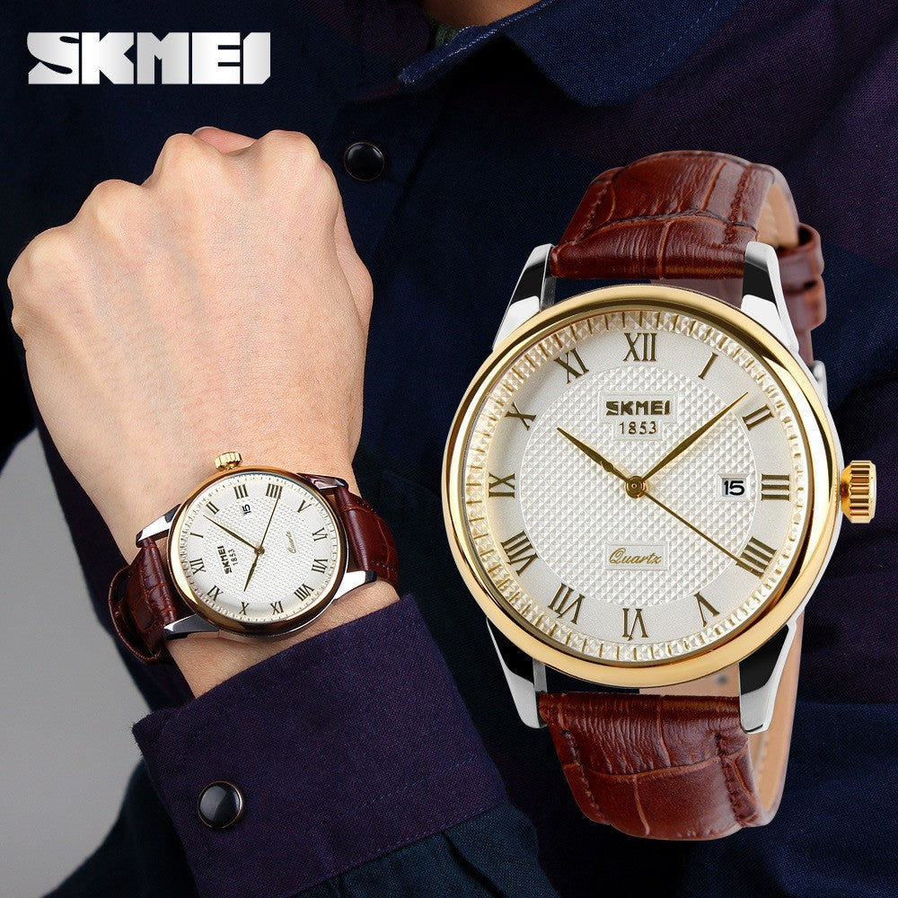 Time beauty skmei classic retro casual business temperament calendar watch men and women couples waterproof watch wholesale