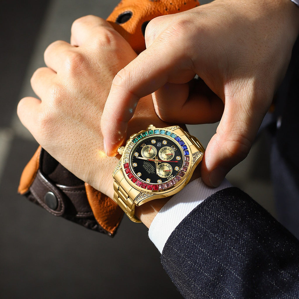 New Product Rainbow Di Same Style Watch Men's Three-Eye Six-Pin Multi-Functional Business Quartz Watch Men's Watch Dropshipping