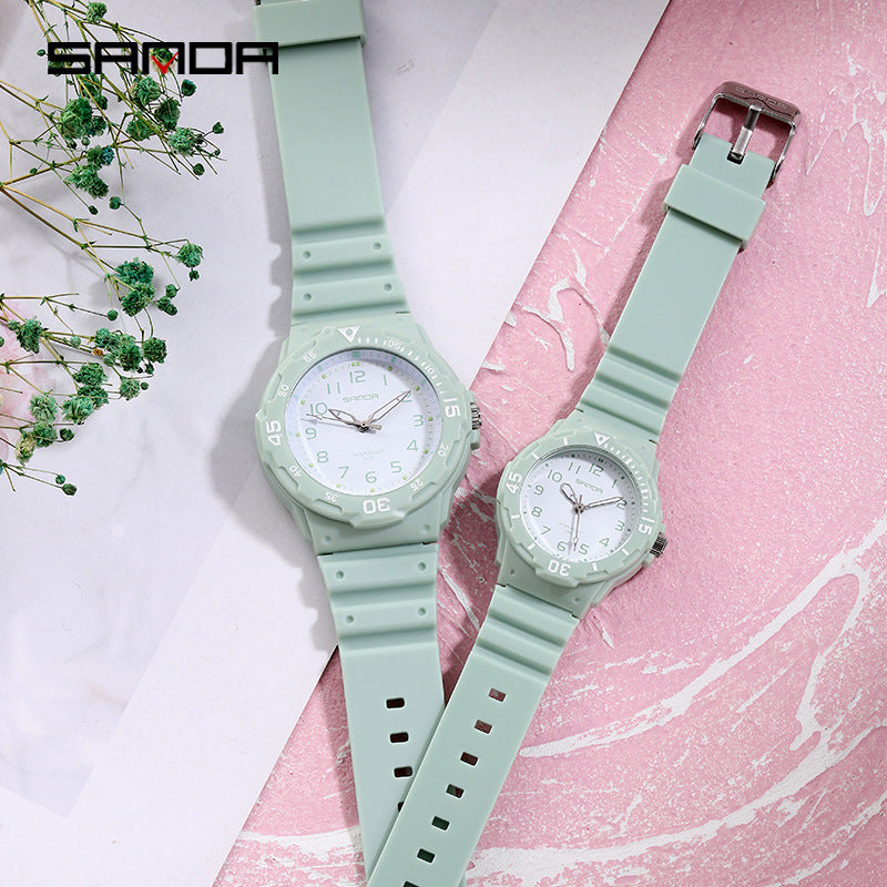 Sanda Watch Fashion All-match Small Fresh Men's and Women's Couple Watch Middle School Students' Simple Waterproof Luminous Quartz Watch