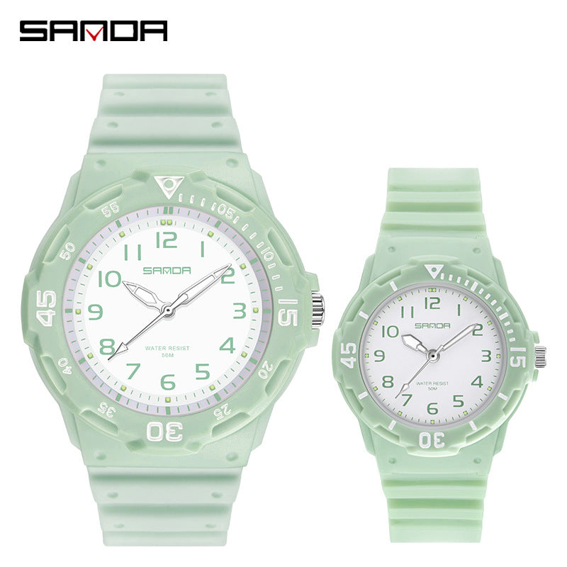 Sanda Watch Fashion All-match Small Fresh Men's and Women's Couple Watch Middle School Students' Simple Waterproof Luminous Quartz Watch