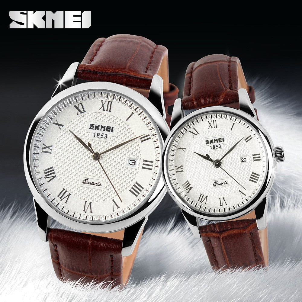Time beauty skmei classic retro casual business temperament calendar watch men and women couples waterproof watch wholesale