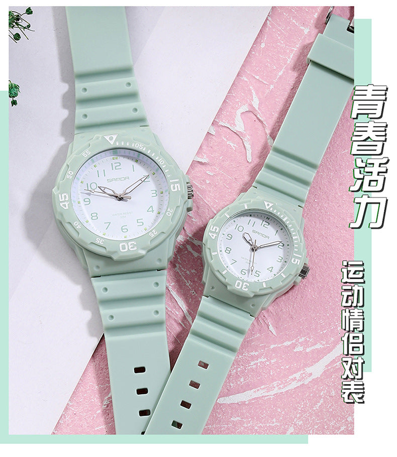 Sanda Watch Fashion All-match Small Fresh Men's and Women's Couple Watch Middle School Students' Simple Waterproof Luminous Quartz Watch
