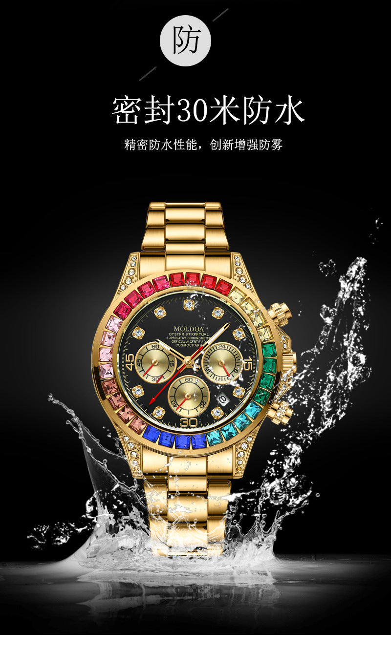 New Product Rainbow Di Same Style Watch Men's Three-Eye Six-Pin Multi-Functional Business Quartz Watch Men's Watch Dropshipping