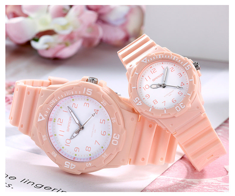 Sanda Watch Fashion All-match Small Fresh Men's and Women's Couple Watch Middle School Students' Simple Waterproof Luminous Quartz Watch