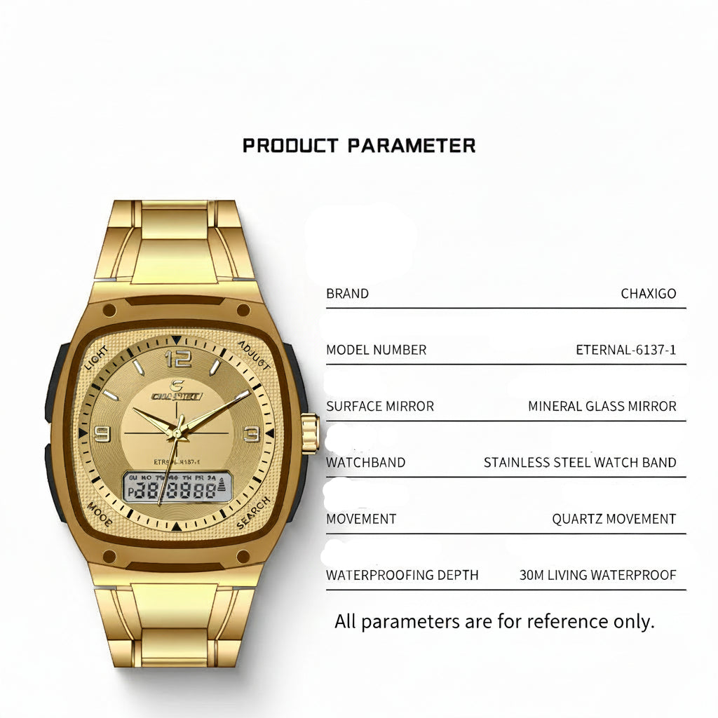 CHAXIGO fashion men's watch luminous waterproof alloy men's square electronic watch a generation of hair