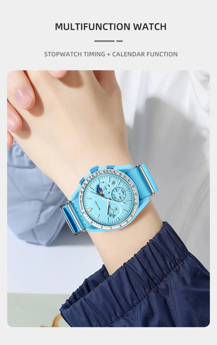 SKMEI 9392 Quartz Chronograph Watches Men Women Date 30M Waterproof Sport Wristwatch Fashion Nylon Strap Watch Gifts Reloj Mujer