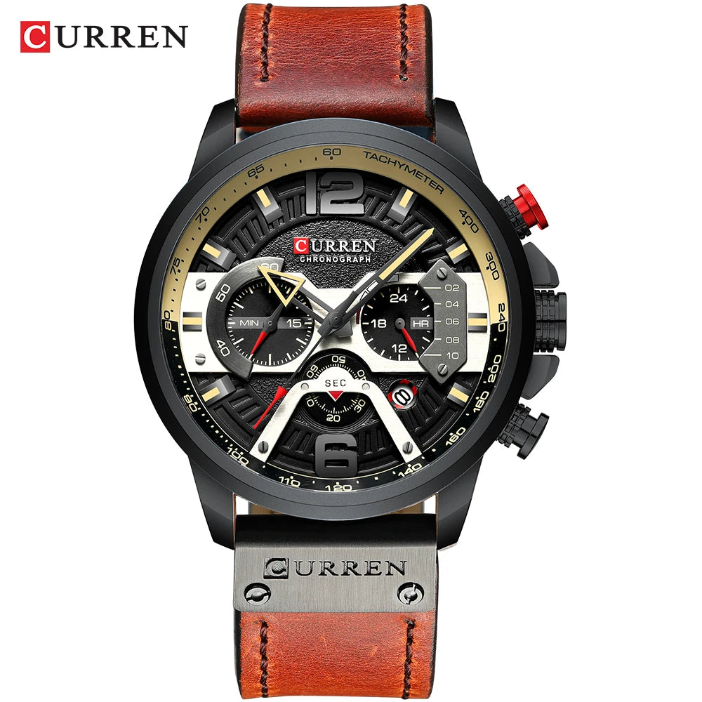 CURREN 8329 Casual Sport Watches for Men Top Brand Luxury Military Leather Wrist Watch Man Clock Fashion Chronograph Wristwatch