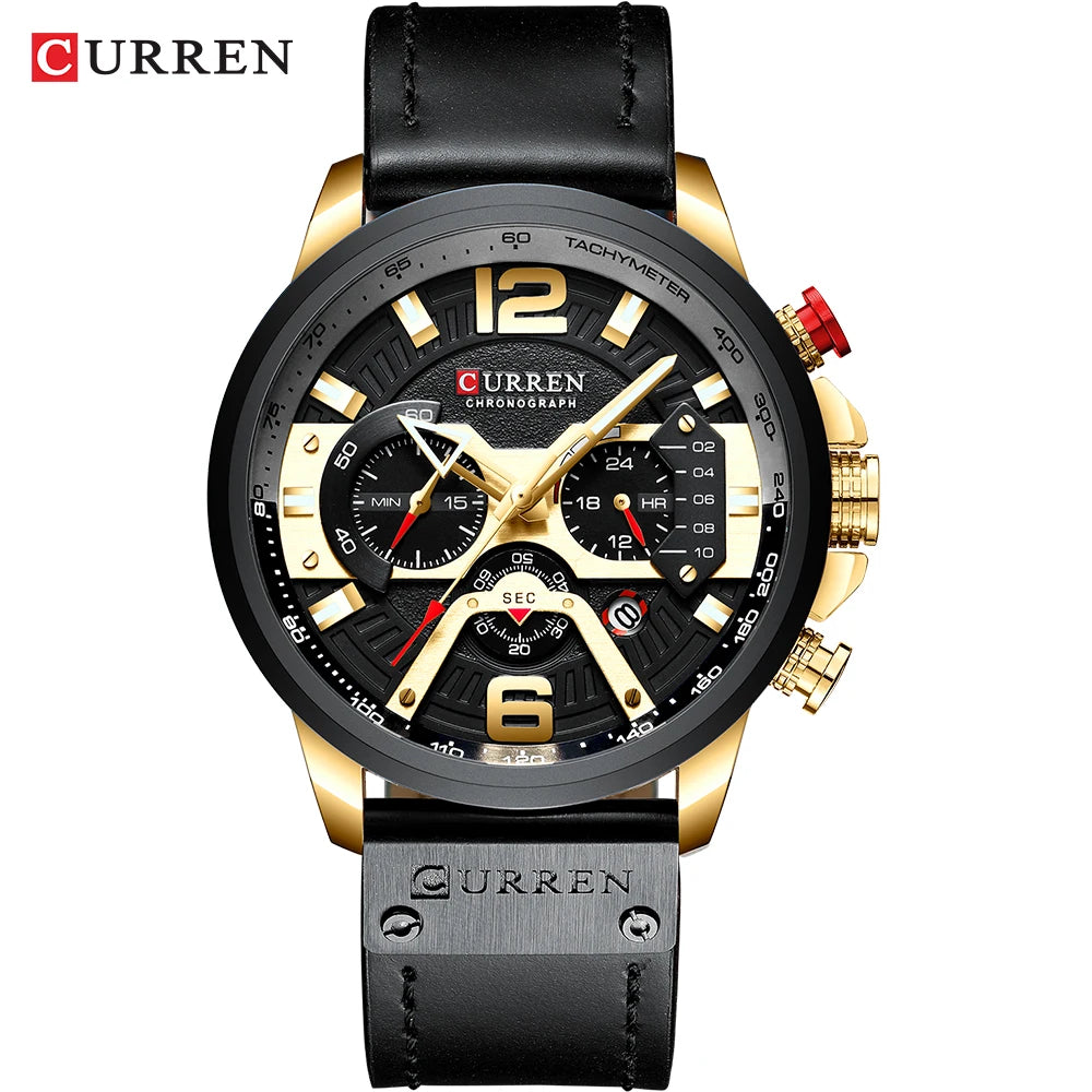 CURREN 8329 Casual Sport Watches for Men Top Brand Luxury Military Leather Wrist Watch Man Clock Fashion Chronograph Wristwatch
