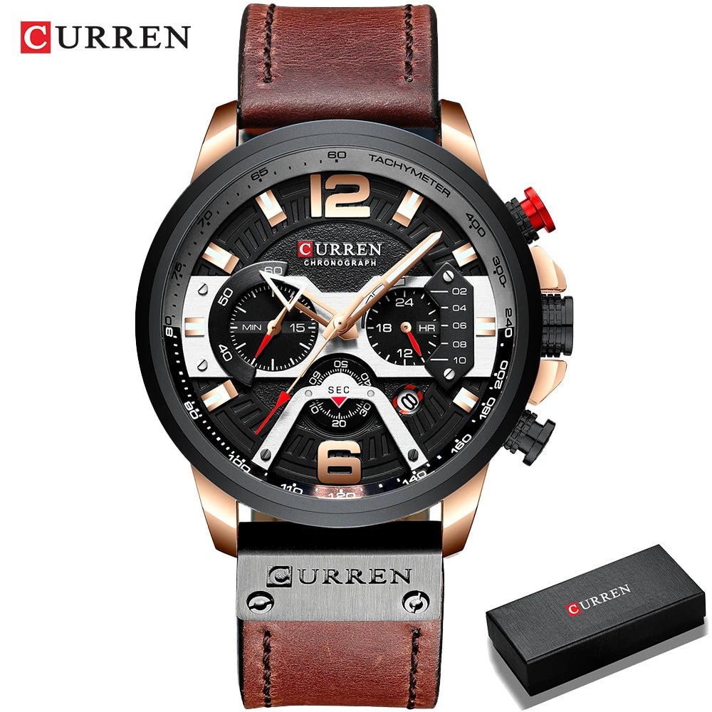 CURREN 8329 Casual Sport Watches for Men Top Brand Luxury Military Leather Wrist Watch Man Clock Fashion Chronograph Wristwatch