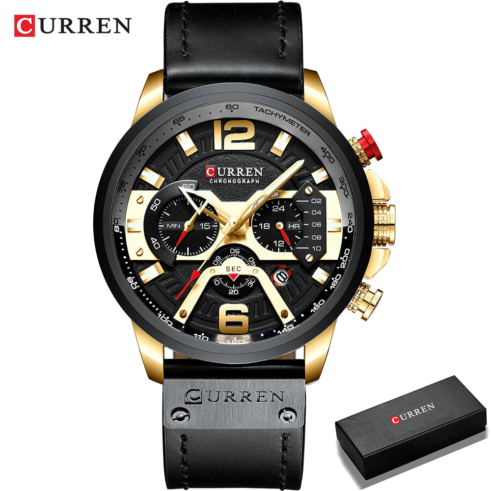 CURREN 8329 Casual Sport Watches for Men Top Brand Luxury Military Leather Wrist Watch Man Clock Fashion Chronograph Wristwatch