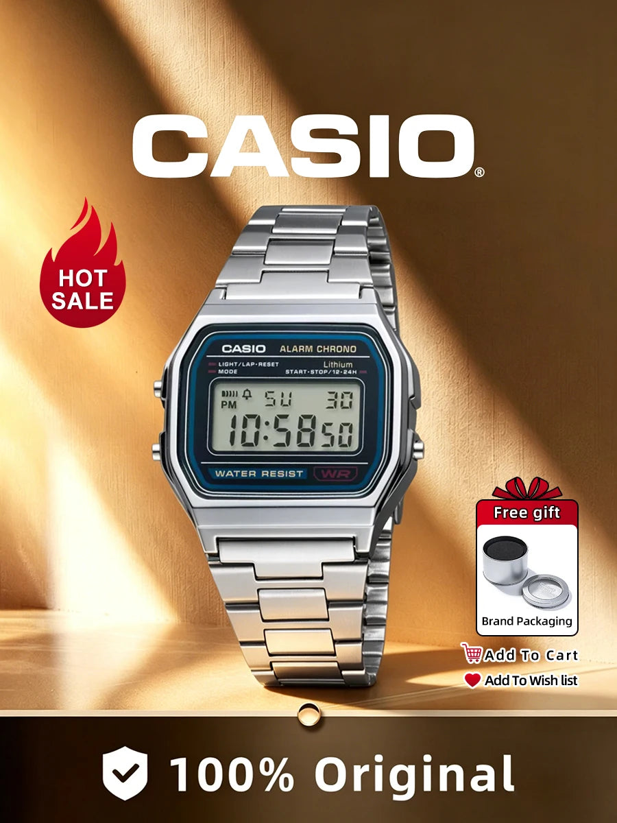 CASIO  Vintage Digital Watch Men Women Stainless Steel Band Waterproof Wristwatch Casual Daily Party Festival Birthday Gif