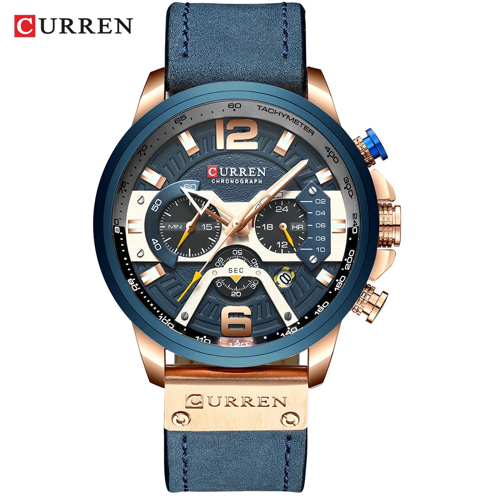CURREN 8329 Casual Sport Watches for Men Top Brand Luxury Military Leather Wrist Watch Man Clock Fashion Chronograph Wristwatch