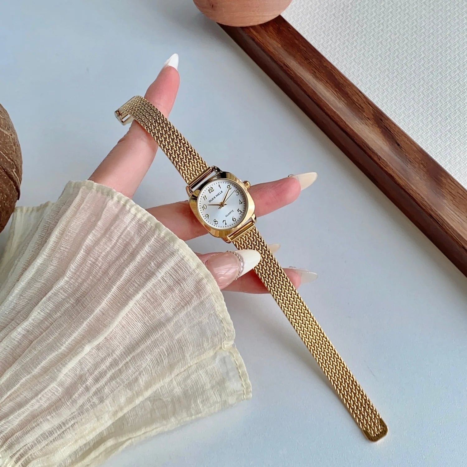 Casual Arabic Quartz Watch For Ladies Gold Steel Strip Simple Women's Dress Clock Gift Wristwatch Adjustable Bracelet Watches