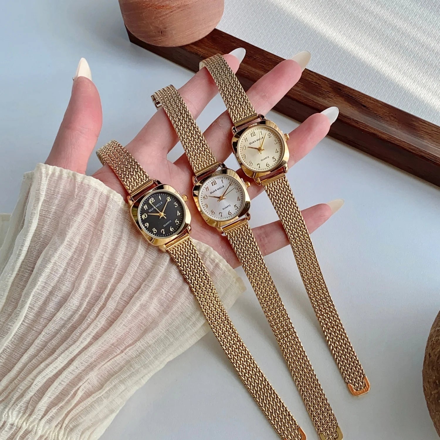Casual Arabic Quartz Watch For Ladies Gold Steel Strip Simple Women's Dress Clock Gift Wristwatch Adjustable Bracelet Watches