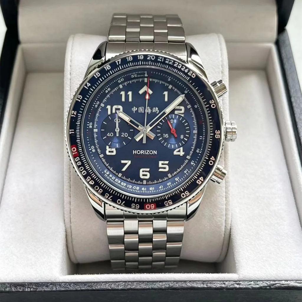 New Fashion Casual Men's Watch Luxury Business Multifunctional Chronograph Stainless Steel Waterproof Date Display Sports Watch