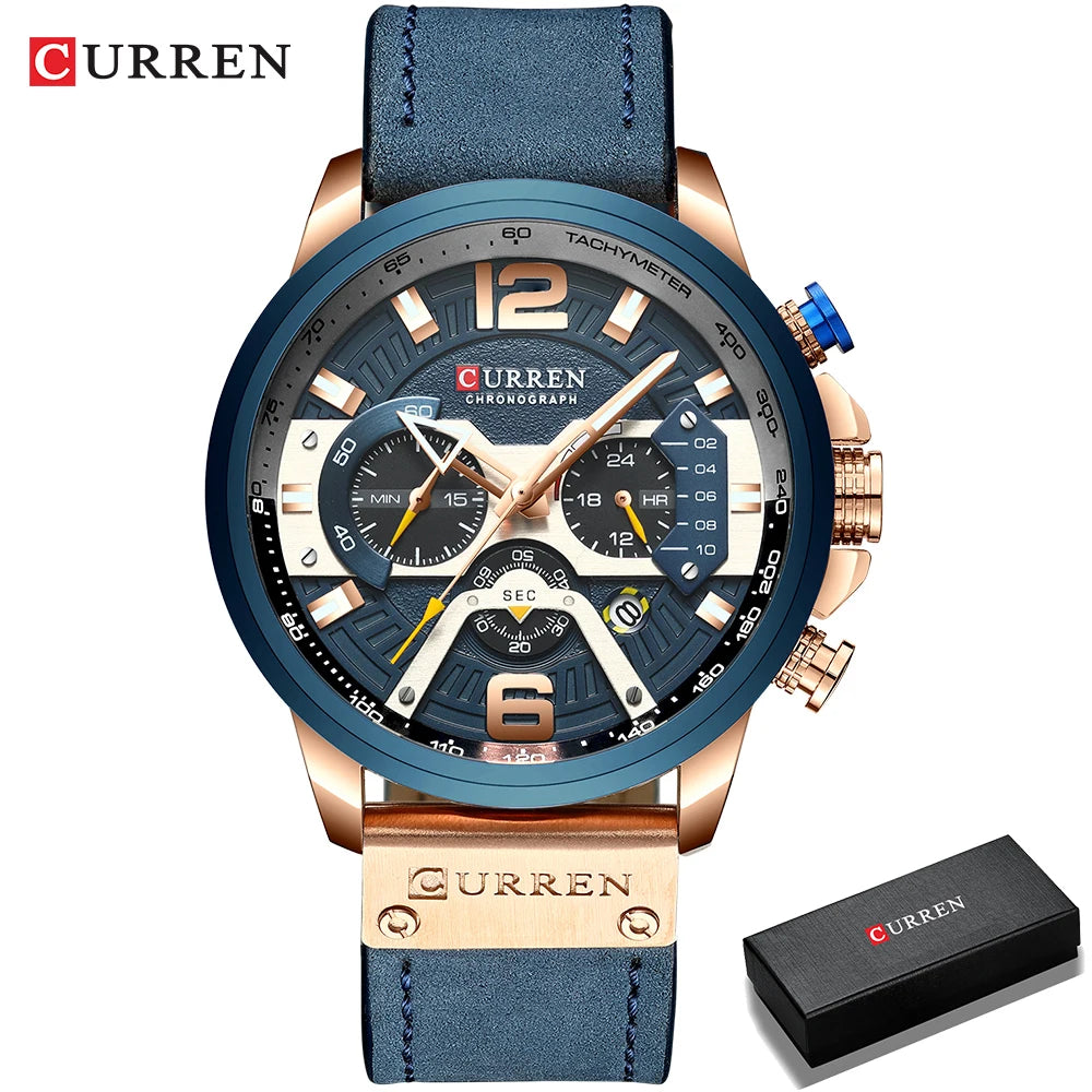 CURREN 8329 Casual Sport Watches for Men Top Brand Luxury Military Leather Wrist Watch Man Clock Fashion Chronograph Wristwatch