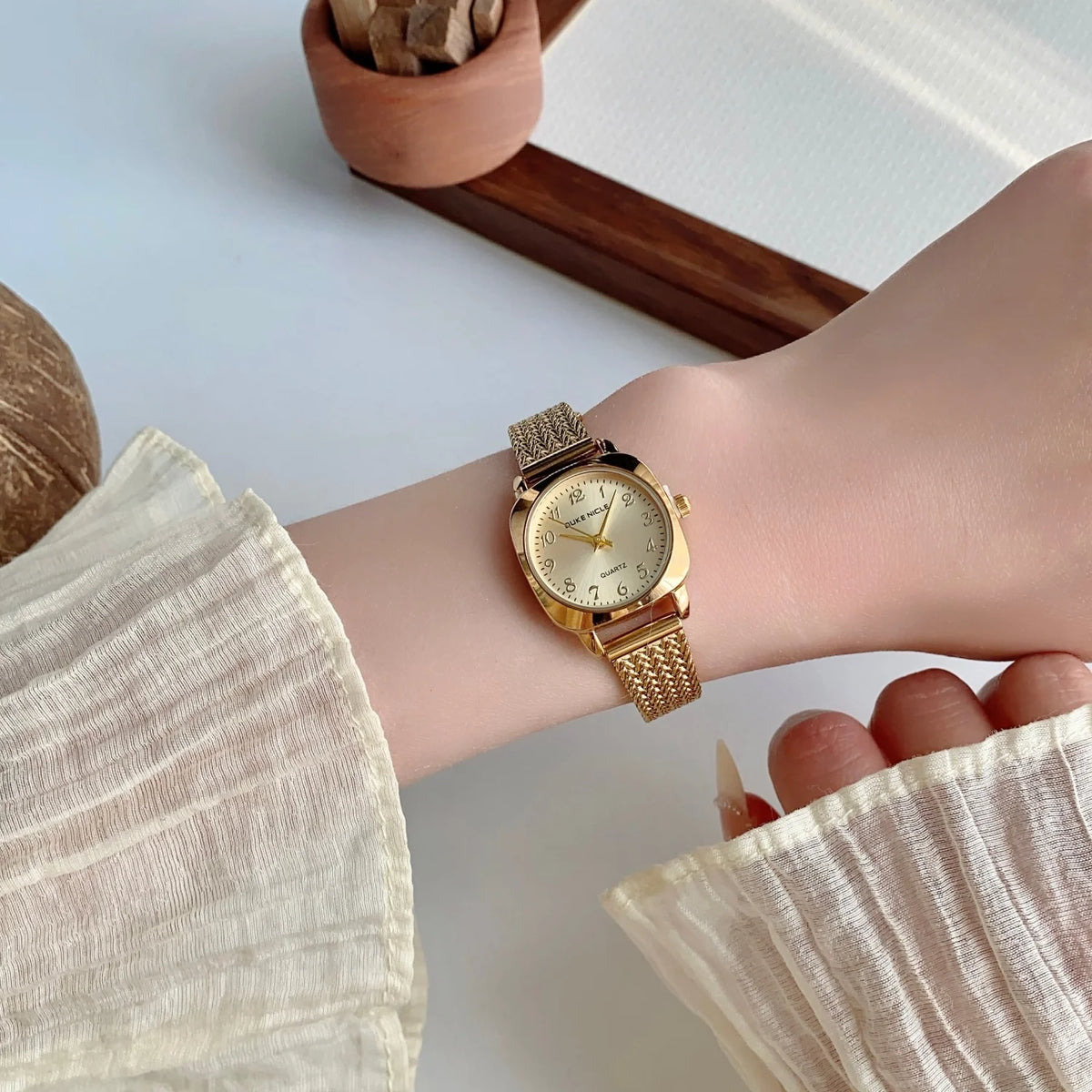 Women’s Gold Steel Bracelet Quartz Watch – Dress Style